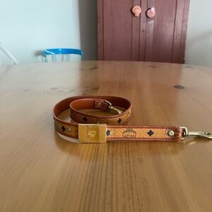 MCM Tan Leather Strap with Gold Accents